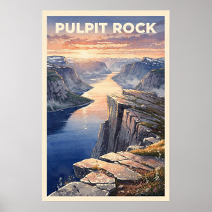 Poster Preikestolen Rocher de la Chaire Norvège Voyage Ré