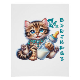 Poster Premier anniversaire de bébé.