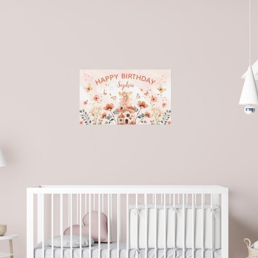 Poster Premier anniversaire de la fille aux champignons d (Pépinière 2)