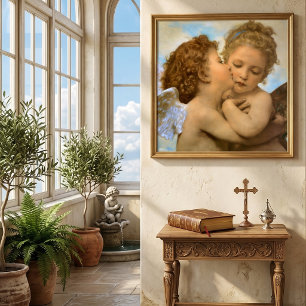 Poster Premier Baiser (détail d'ange) par Bouguereau