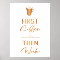 Premier café puis travail typographie décor de bur