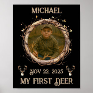 Poster Premier cerf du chasseur, étape marquante rustique