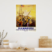 Poster Premier combat pour la démocratie ~ Marines améric (Cuisine)