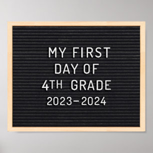 Poster Premier jour de 4e année signe Premier jour d'écol