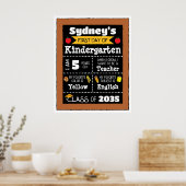 Poster Premier jour de la classe Signes Art étudiant - Ja (Cuisine)