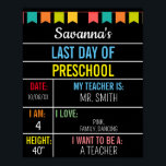 Poster Premier jour de l'école Chalkboard pour fille garç<br><div class="desc">Panneau du premier jour ou du tableau de bord de l'école,  Panneau du retour à l'école,  Panneau de l'école réutilisable,  Dernier jour de l'école</div>