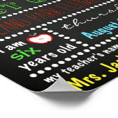 Poster Premier jour de l'école Garçons Chalkboard Retour  (Coin)