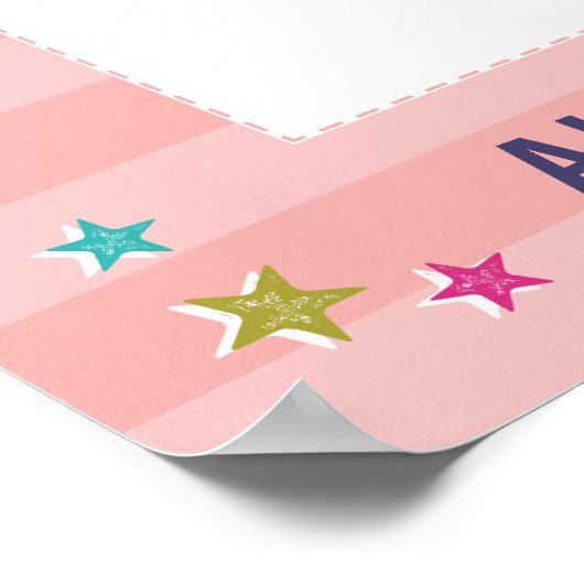 Poster Premier jour de l'école Pink Stripe photo Cadre dé (Coin)