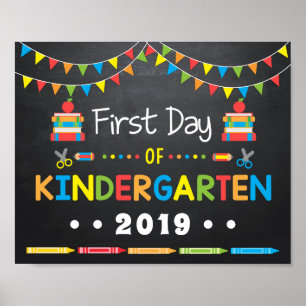 Poster Premier jour de maternelle, Panneau d'ardoise