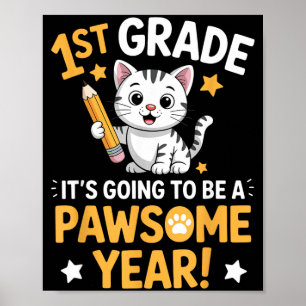 Poster Premier Jour d'École Année Géniale Chat 1re Année