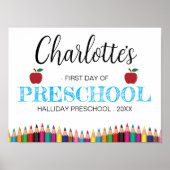 Poster Premier jour minimaliste préscolaire Retour à l'éc (Devant)