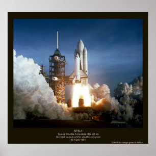 Poster Premier lancement STS-1 Colombie de navette