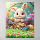 Poster Premier lapin mignon de Pâques dans un panier Pers (Devant)