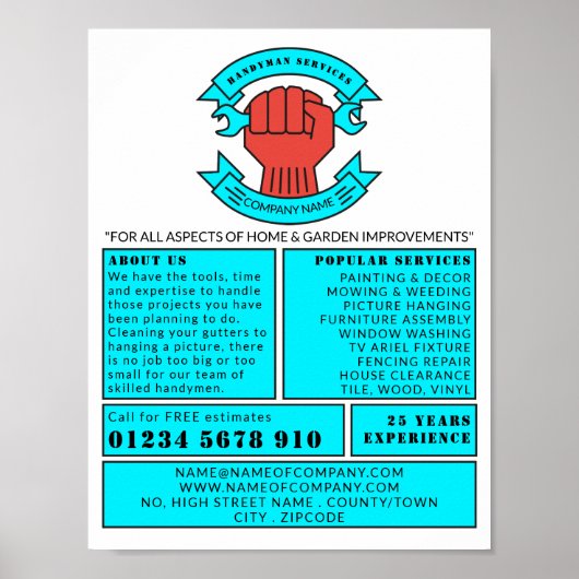 Poster Premier logo, Handyman Publicité (Devant)