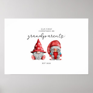 Poster Premier Noël en tant que grands-parents Noël famil