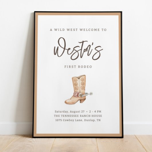 Poster Premier Rodéo Neutre Sud Cowboy Anniversaire Poste