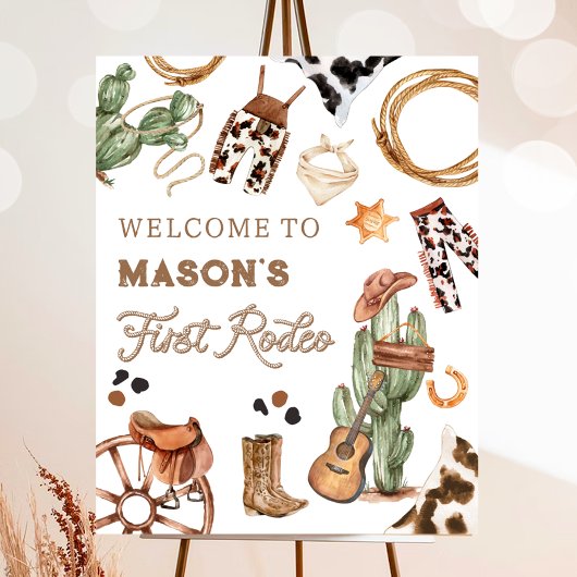 Poster Premier Rodeo Wild West Cowboy Boy Birthday Welcom