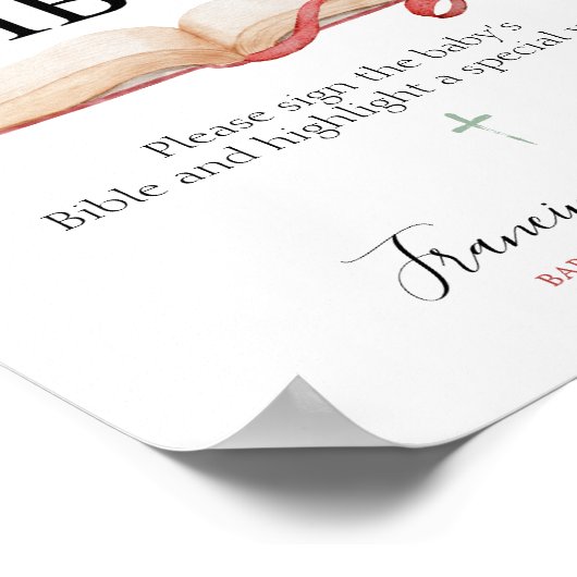 Poster Premier signe Baby shower biblique de bébé (Coin)