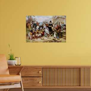 Poster Premier Thanksgiving, peinture d'histoire,