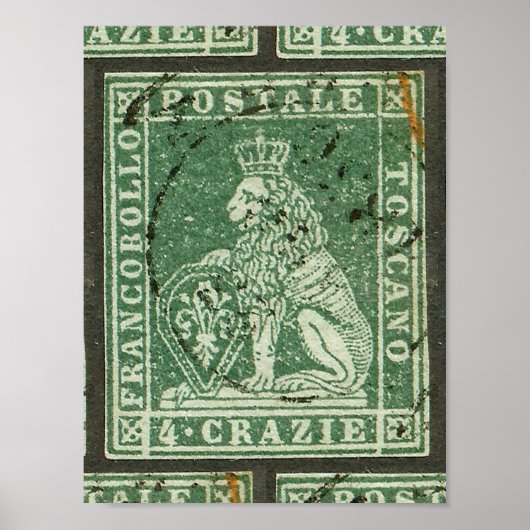 Poster Premier timbre postal - Toscane (1851) (Devant)