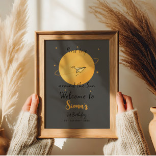 Poster Premier Tour Autour Du Soleil Avion En Papier Anni
