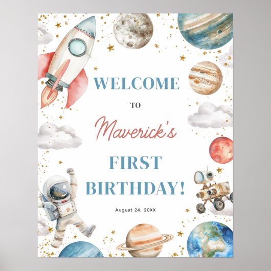 Poster Premier voyage autour du soleil Anniversaire 16x20 (Devant)