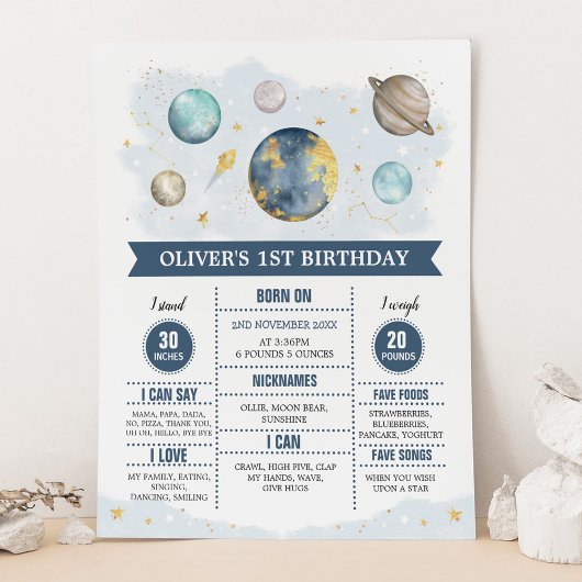 Poster Premier voyage autour du Sun Navy Boy Birthday Sta