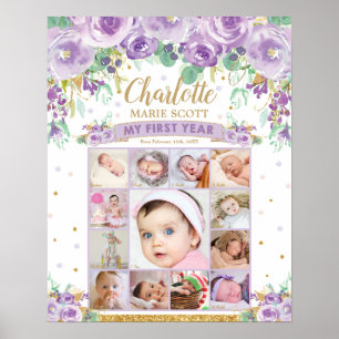 Poster Première année 1er anniversaire Photo Milestone Co