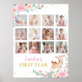 Poster Première année florale de cerfs en marche (Devant)