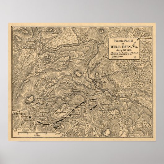 Poster Première bataille de Bull Run - Guerre civile Pano (Devant)