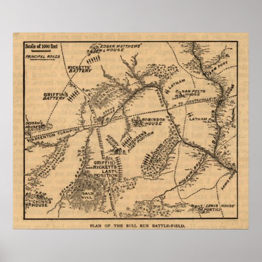 Poster Première bataille de Bull Run - Guerre civile Pano (Devant)