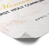 Poster Première communion Marbre Foliage Gold Croix Bienv (Coin)
