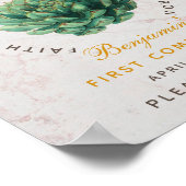 Poster Première Communion Succulent Faveur Or Botanique (Coin)