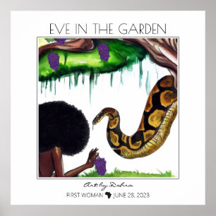 Poster Première femme Black Eve et serpent dans le jardin