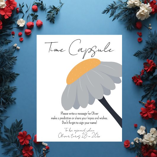 Poster Première fête d'anniversaire Chamomile Fleur migno