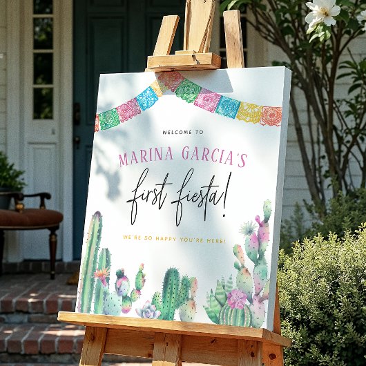 Poster Première Fiesta Cactus Fille Anniversaire