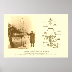 Poster Première fusée liquide en 1926