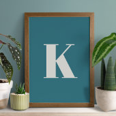 Poster Première lettre | Teal Monogram Modern Stylish Coo
