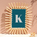 Poster Première lettre | Teal Monogram Modern Stylish Coo<br><div class="desc">Simple,  stylish custom initial letter monogram poster print in moderne minimalist typographiy in putty gray on teal blue. A perfect custom gift or accessoire with personal touch !</div>
