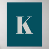 Poster Première lettre | Teal Monogram Modern Stylish Coo (Devant)