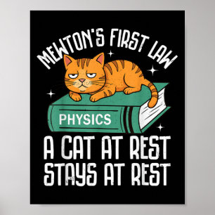 Poster Première Loi Funny Chat Enseignant Physique Chat H