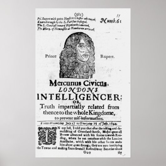 Poster Première page de 'Mercurius Civicus' (Devant)