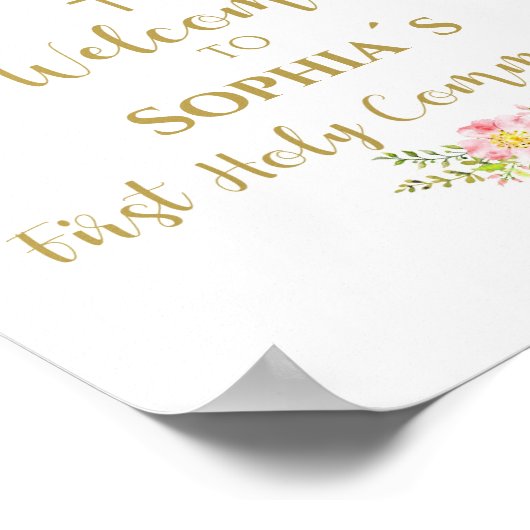 Poster Première sainte communion signe de bienvenue fille (Coin)