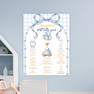 Poster Premiers jalons d'anniversaire Garçon Oie Gingham
