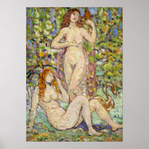 Poster Prendergast - Deux personnages avec cygne 1910