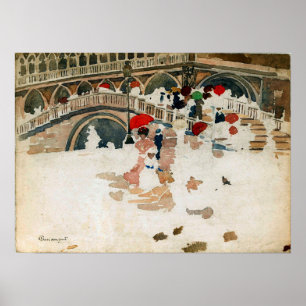 Poster Prendergast - Parapluies sous la pluie Venise
