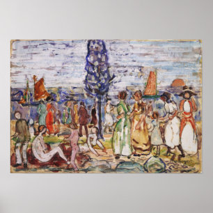 Poster Prendergast - Plage avec arbre bleu