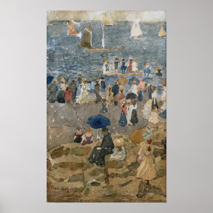 Poster Prendergast - Plage Scène Côte-Nord, Normandie