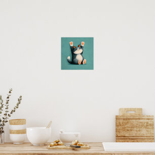 Poster Preneur de sieste professionnel Chat drôle endormi