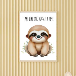 Poster Prenez la vie un câlin à la fois - Baby Sloth Nurs